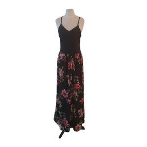 Tammy Mars Floral Maxi Dress, Black/Pinks, Size Large
